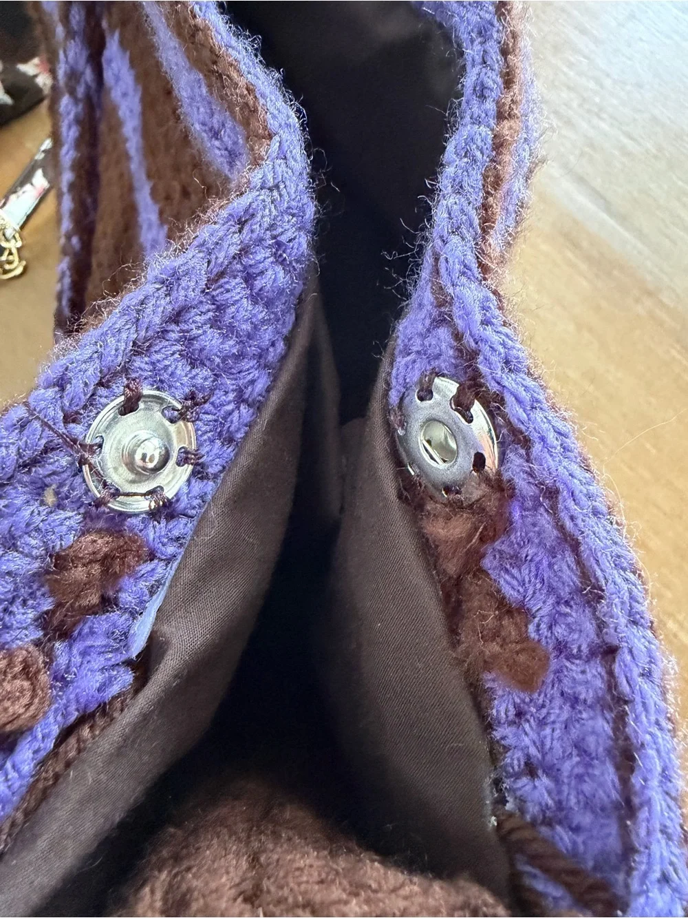Y2K Crochet Tote Bag in Brown and Purple - Women Bags